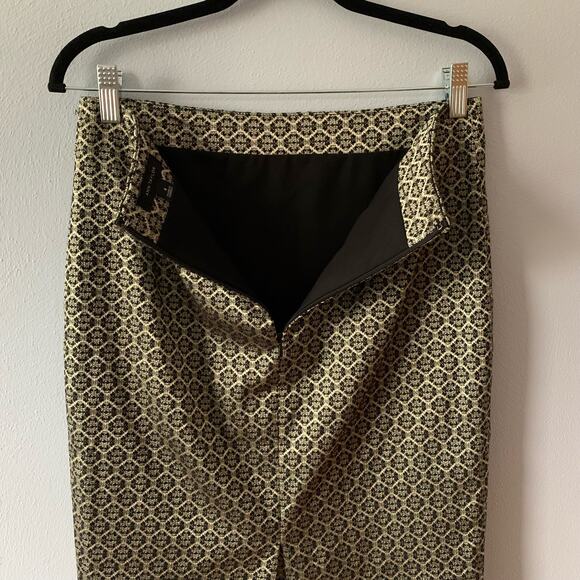 Ann Taylor Gold Black Straight Knee Length Pencil Skirt Size 4 - Picture 4 of 12